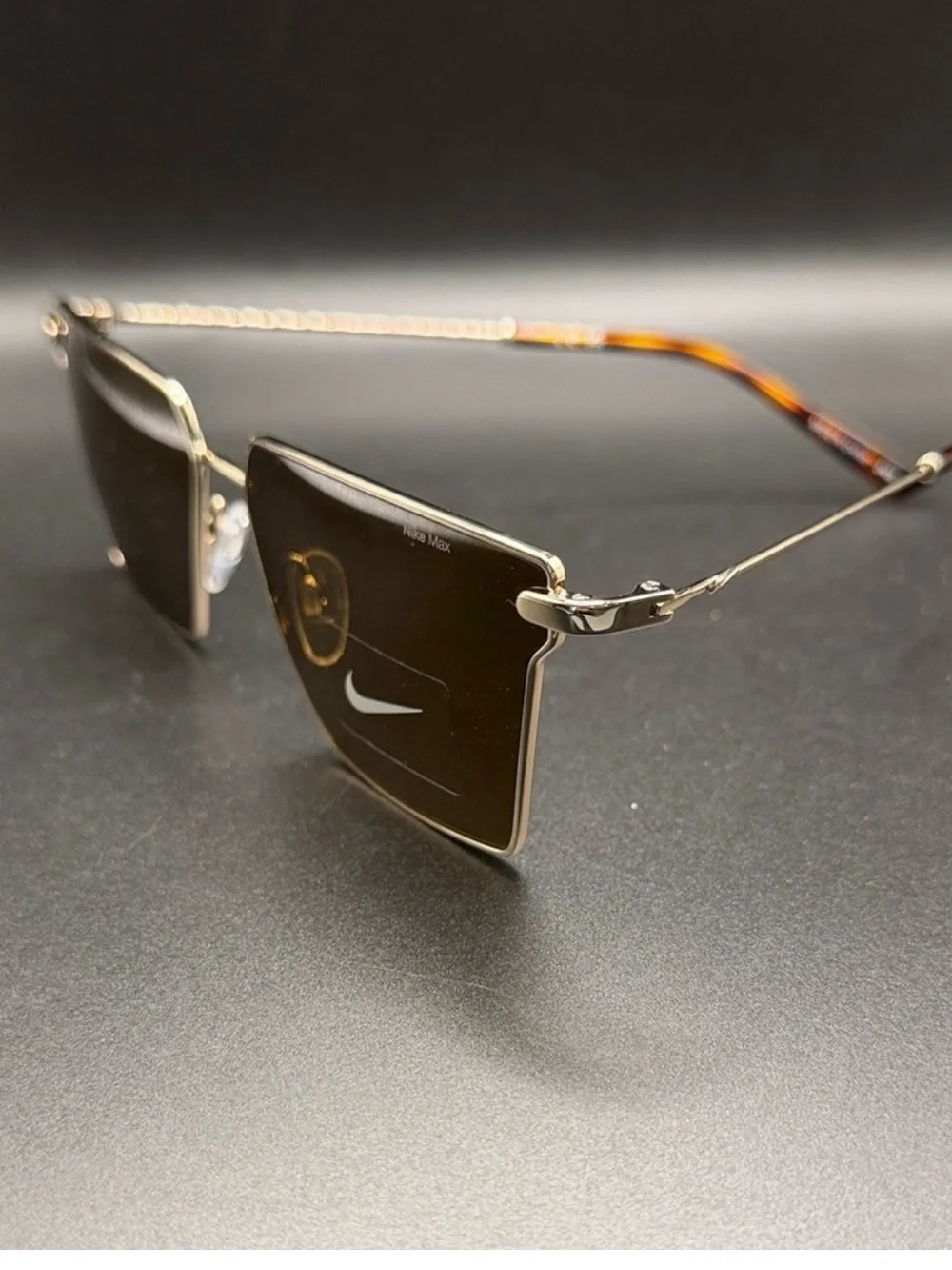 Nike  FLAIR Gold Frame Sunglasses with Dark Brown Lenses